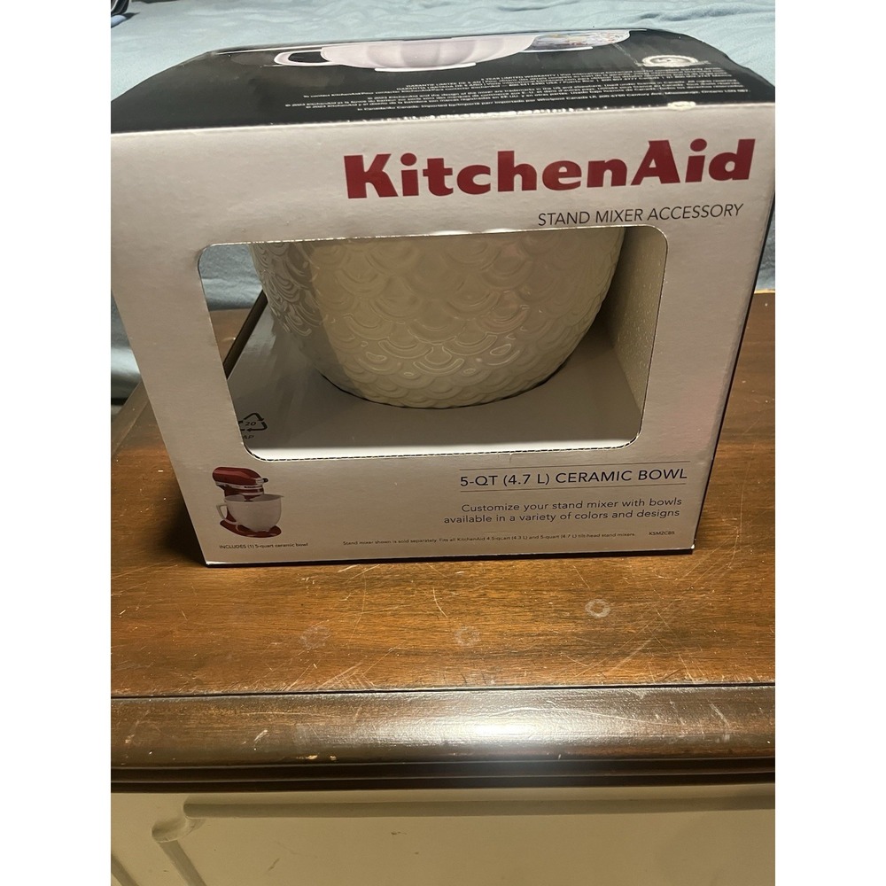 KitchenAid 5-Quart Mermaid Lace Ceramic Bowl, White, KSM2CB5TWM‎ - Picture 3 of 7